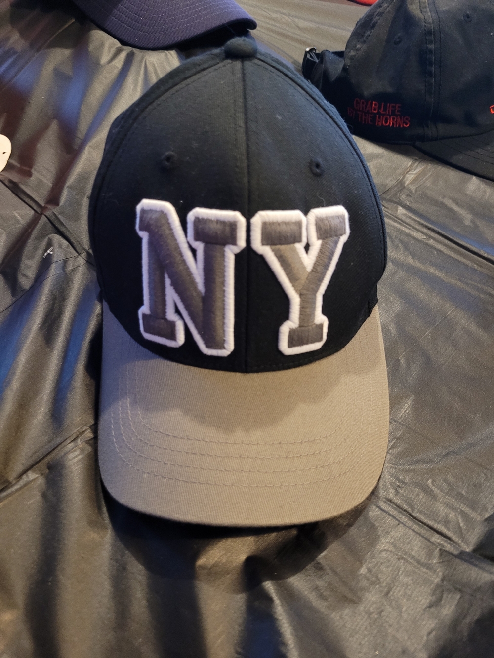 NY Two-Tone Baseball Cap - Black and Khaki